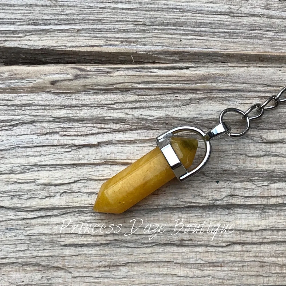 Yellow Agate Natural Stone Pendant Keychain‎